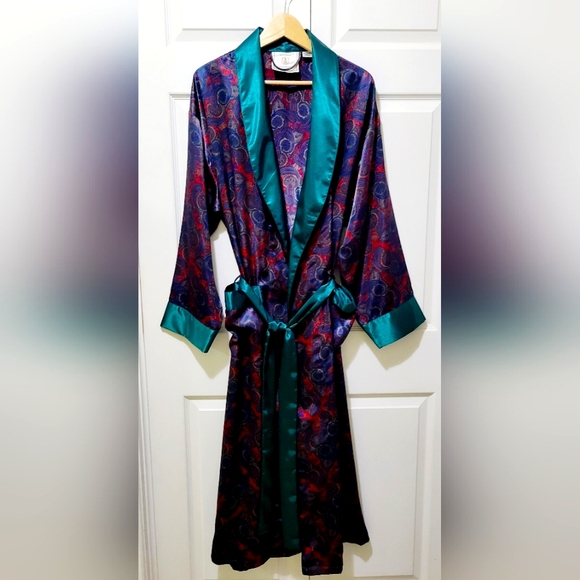 Vintage 1 London Satin Paisley Robe - Picture 1 of 7